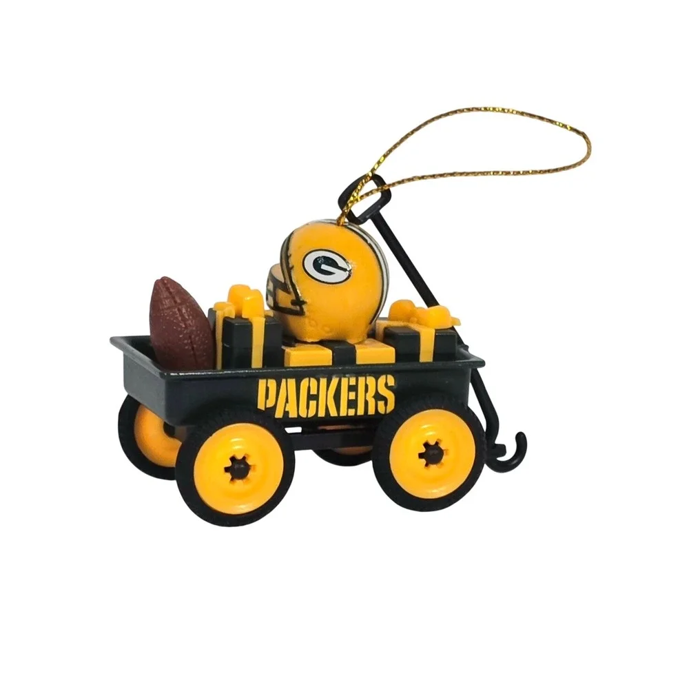 Green Bay‎ Packers Football Helmet Wagon Christmas Ornament Plastic Fan Gift